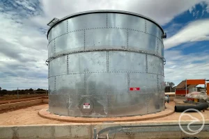 galvanised steel water tanks installed at industrial facility in Australia