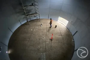 Fire water storage reservoir at an industrial facility