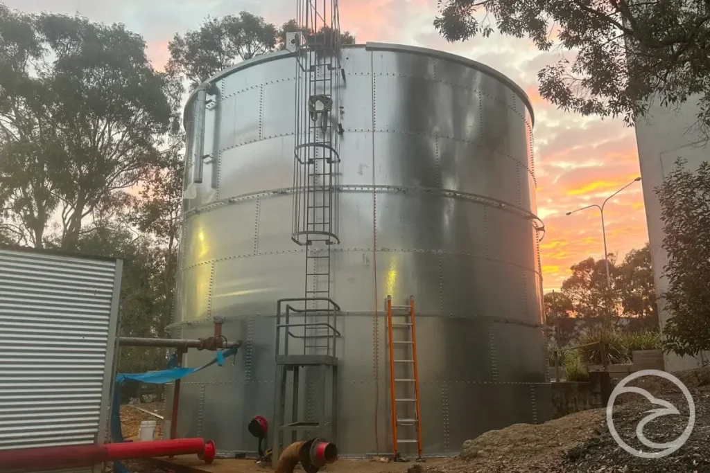 fire suppression storage tank with piping system