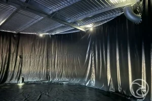 Flexible tank liner inside steel storage