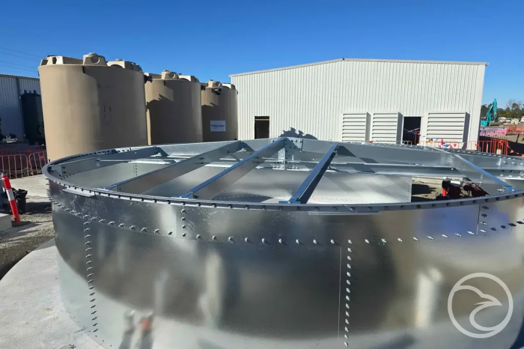Industrial fire tank installation