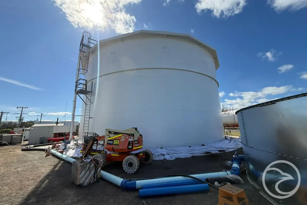 fire tank undergoing repair and maintenance works