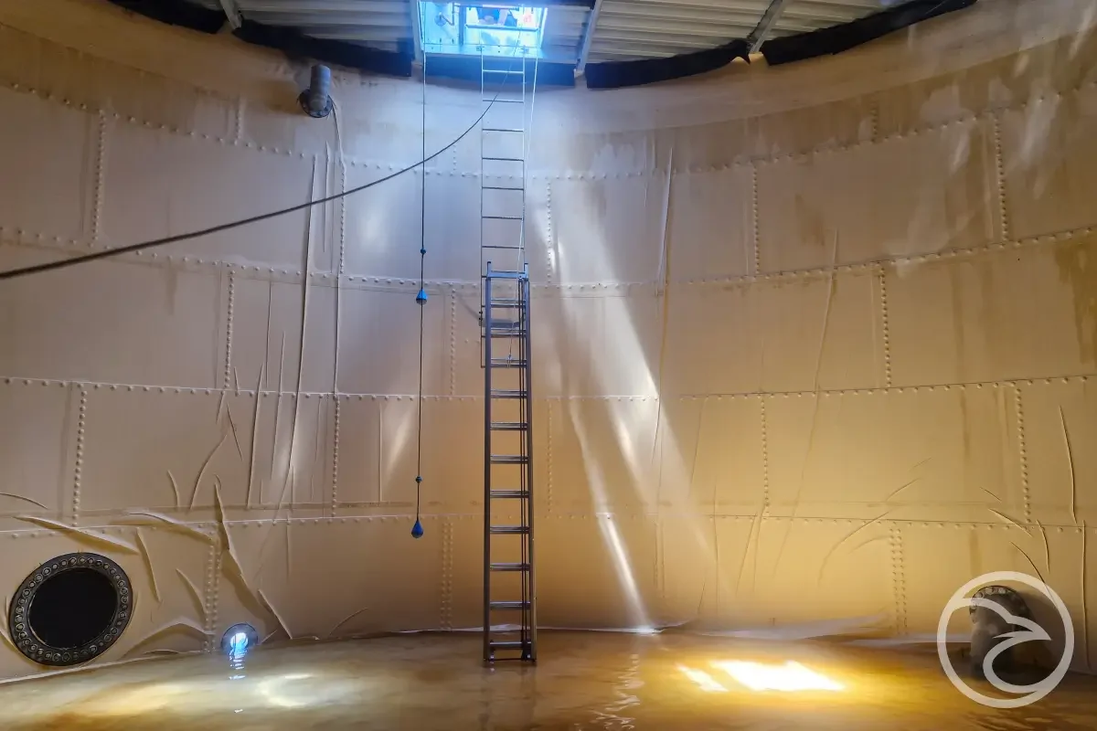 Fire water tank sediment buildup during maintenance check